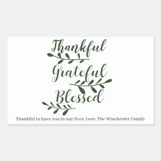 感謝賛美心暗緑 長方形シール (正面)