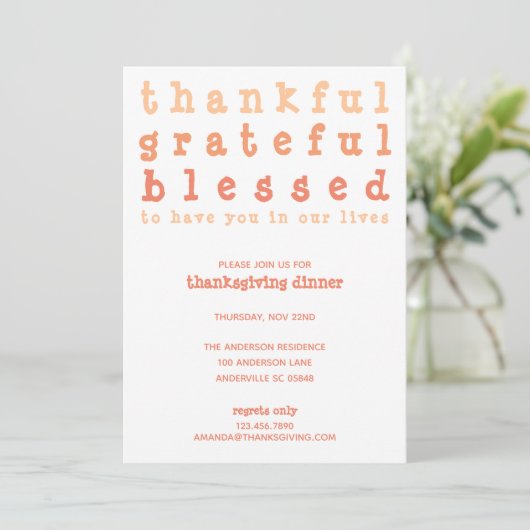 感謝賛美感謝ストライプのの気持ち 招待状 (スタンド正面)