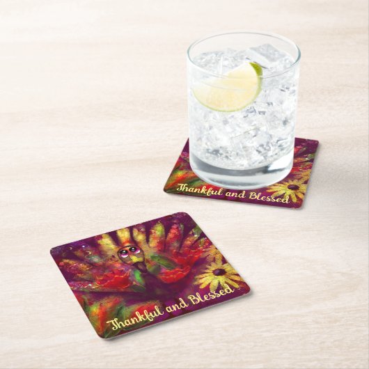 感謝賛美感謝祭トルコフローラ赤 スクエアペーパーコースター (インサイチュ)