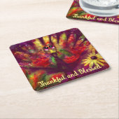 感謝賛美感謝祭トルコフローラ赤 スクエアペーパーコースター (アングル)