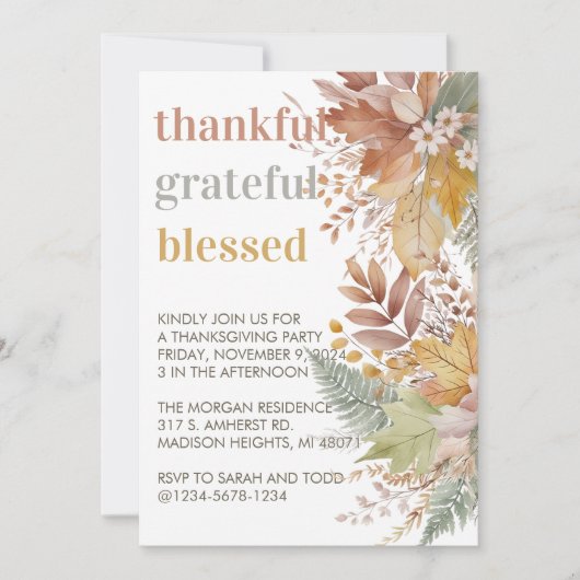 感謝賛美感謝素朴の気持ち 招待状 (正面)