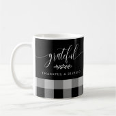 感謝賛美黒白の格子縞 コーヒーマグカップ (左)