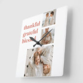 感謝賛美 | カスタム3枚の写真 スクエア壁時計 (傾斜)