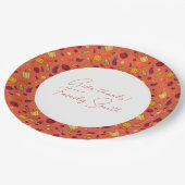 感謝野菜パターンオレンジカスタム色 ペーパープレート (アングル)