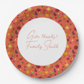 感謝野菜パターンオレンジカスタム色 ペーパープレート (正面)