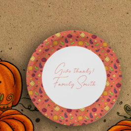 感謝野菜パターンオレンジカスタム色 ペーパープレート