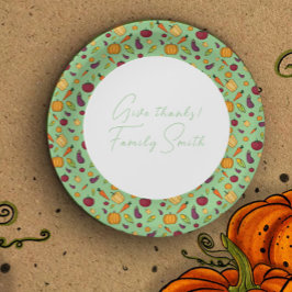 感謝野菜パターングリーンカスタム ペーパープレート