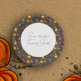 感謝野菜パターングレーカスタム ペーパープレート