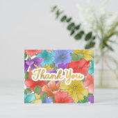 感謝金ゴールドスクリプトモダン水の色フローラ サンキューカード (スタンド正面)
