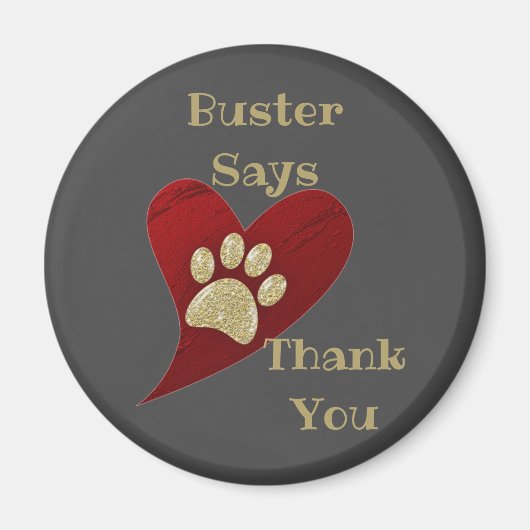 感謝金ゴールドポープリント赤いハート評価 マグネット (正面)