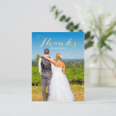 感謝金ゴールド | 写真結婚の感謝はがき ポストカード (スタンド正面)