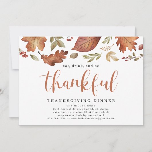 感謝食べの気持ち葉を込めて感謝する 招待状 (正面)