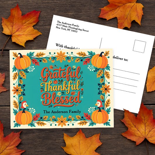 感謝魅力的心ある賛美フォークアート ポストカード