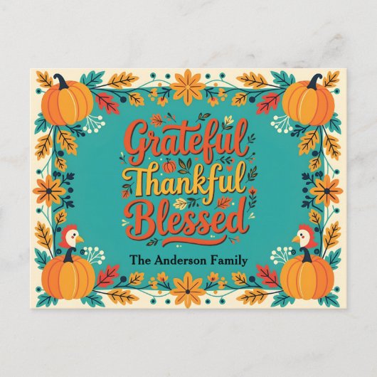 感謝魅力的心ある賛美フォークアート ポストカード (正面)