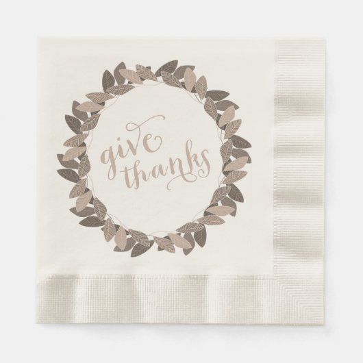 感謝|の感謝祭に紙ナプキンを与えて下さい 縁ありランチョンナプキン (正面)