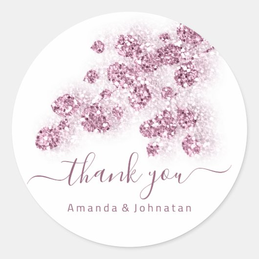 感謝 ウェディング スイート16 フローラル 白いバラ ユーカリ ラウンドシール (正面)