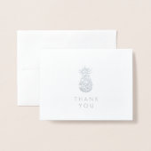 感謝 |シンプルシルバーパイナップル 箔カード (封筒付き正面)