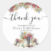 感謝 タイポグラフィー 春の花 ブライダルシャワー ラウンドシール (正面)