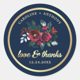 感謝.ネイビーブルー |ブルゴーニュ開花結婚ズ ラウンドシール