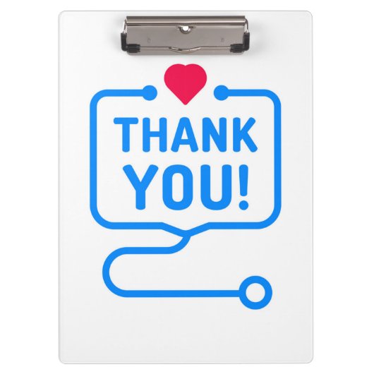 感謝|ハート聴診器 クリップボード (正面)