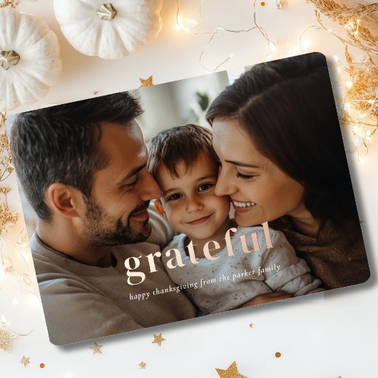 "感謝"バラ-金ゴールド – フォイル、写真 箔招待状