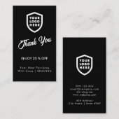 感謝 |ビジネスロゴモダンブラック 割引カード (正面/裏面)