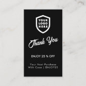 感謝 |ビジネスロゴモダンブラック 割引カード (正面)