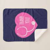 感謝|ピンクハート聴診器 シェルパブランケット (正面(横))
