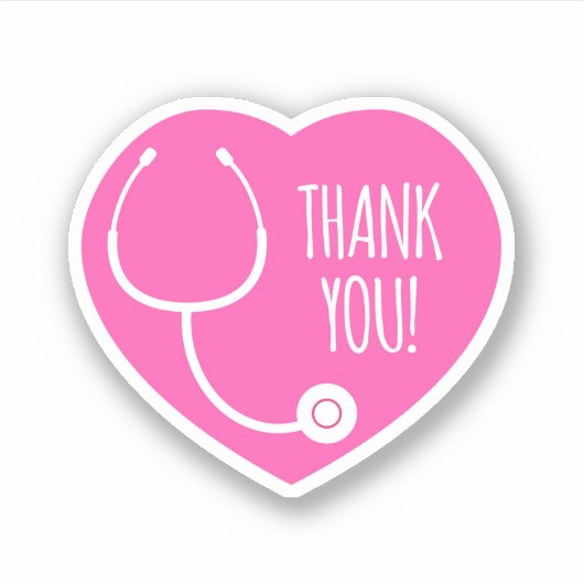 感謝 |ピンクハート聴診器 シール (正面)