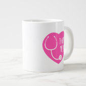 感謝|ピンクハート聴診器 ジャンボコーヒーマグカップ (正面右)