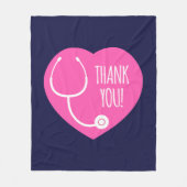 感謝|ピンクハート聴診器 フリースブランケット (正面)