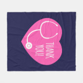 感謝|ピンクハート聴診器 フリースブランケット (正面(横))