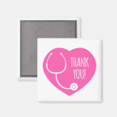 感謝|ピンクハート聴診器 マグネット (正面/裏面)