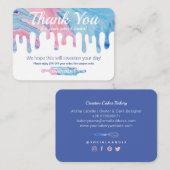 感謝|ピンクブルー大理石ドリップベーカリー割引 エンクロージャーカード (正面/裏面)