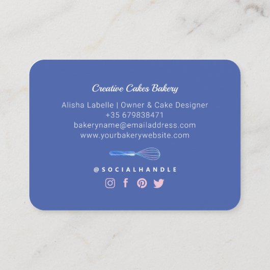 感謝|ピンクブルー大理石ドリップベーカリー割引 エンクロージャーカード (裏面)