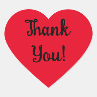 感謝!ブラックスクリプトオン赤いハート ハートシール
