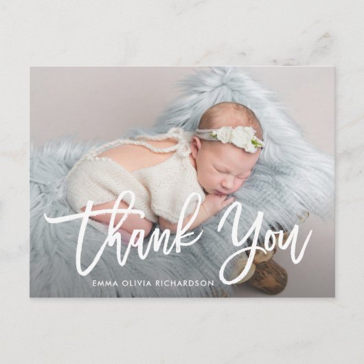 感謝 |写真モダンの生誕発表 ポストカード (正面)