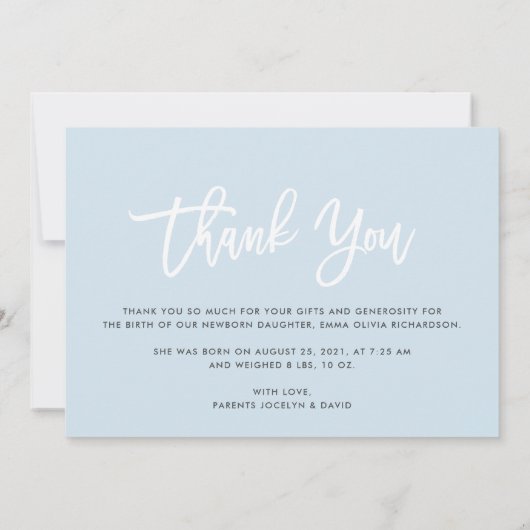 感謝 |写真モダンの生誕発表 案内状 (裏面)