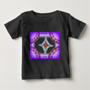 "感謝 平和 愛 結束" マンダラアートプリント ベビーTシャツ