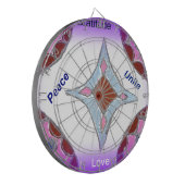 「感謝 平和 愛 統一」マンダラアートプリント ダーツボード (正面左)