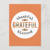 感謝 感激 祝福 かわいい 秋 感謝祭 ポストカード (正面)