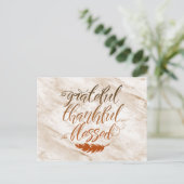 感謝 感激 祝福 現代的大理石 羽毛 ポストカード (スタンド正面)