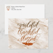 感謝 感激 祝福 現代的大理石 羽毛 ポストカード (正面/裏面)