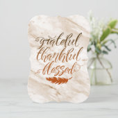 感謝 感激 祝福 現代 マーブル 羽 招待状 (スタンド正面)