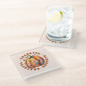 感謝、感謝賛美のフローラカボチャ ガラスコースター (アングル)