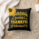 感謝、感謝、ひまわり賛美の花 クッション (ブランケット)