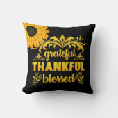 感謝、感謝、ひまわり賛美の花 クッション (正面)