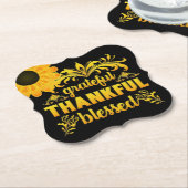 感謝、感謝、ひまわり賛美の花 ペーパーコースター (アングル)