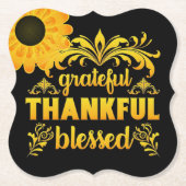 感謝、感謝、ひまわり賛美の花 ペーパーコースター (正面)