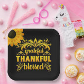 感謝、感謝、ひまわり賛美の花 ペーパープレート (パーティー)